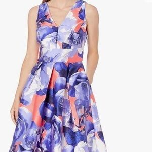 Sangria Women's Sleeveless Floral Print Fit Flare Dress Missy high-low - SZ 10